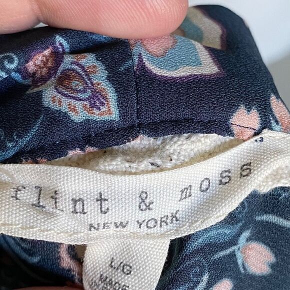 FLINT & Moss Floral Front Tie Kimono Robe Top L - Picture 8 of 8